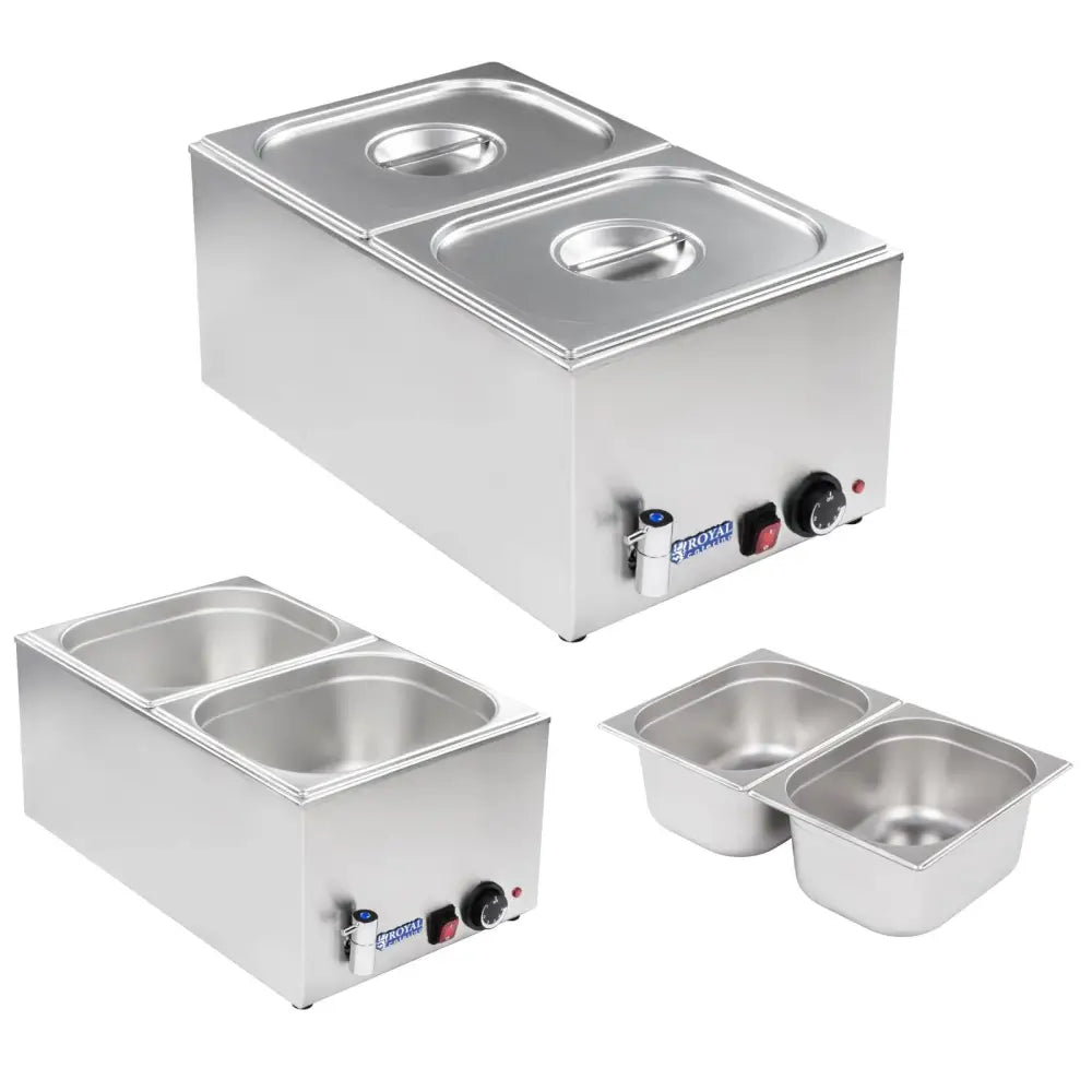 Buffetvarmer med Tappekran + 2 Gn-beholdere med Lokk