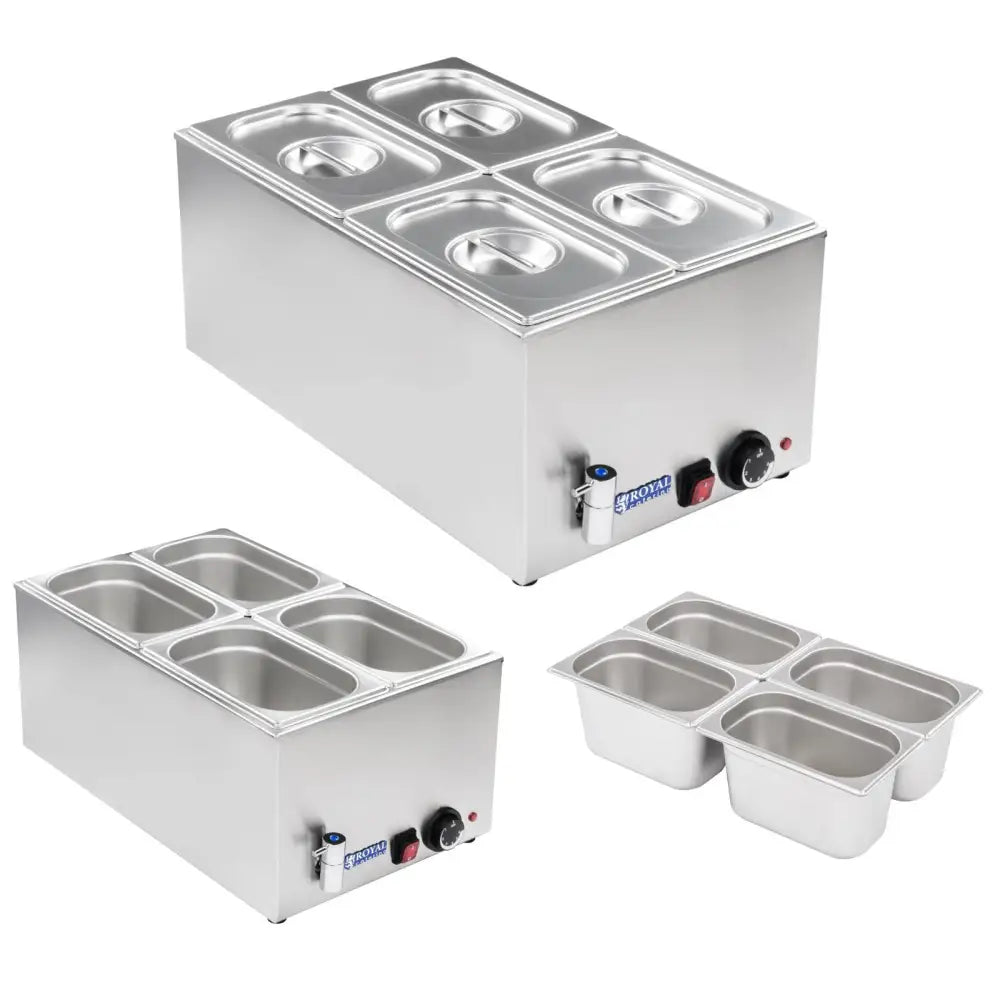 Buffetvarmer med Tappekran + 4 Gn med Lokk