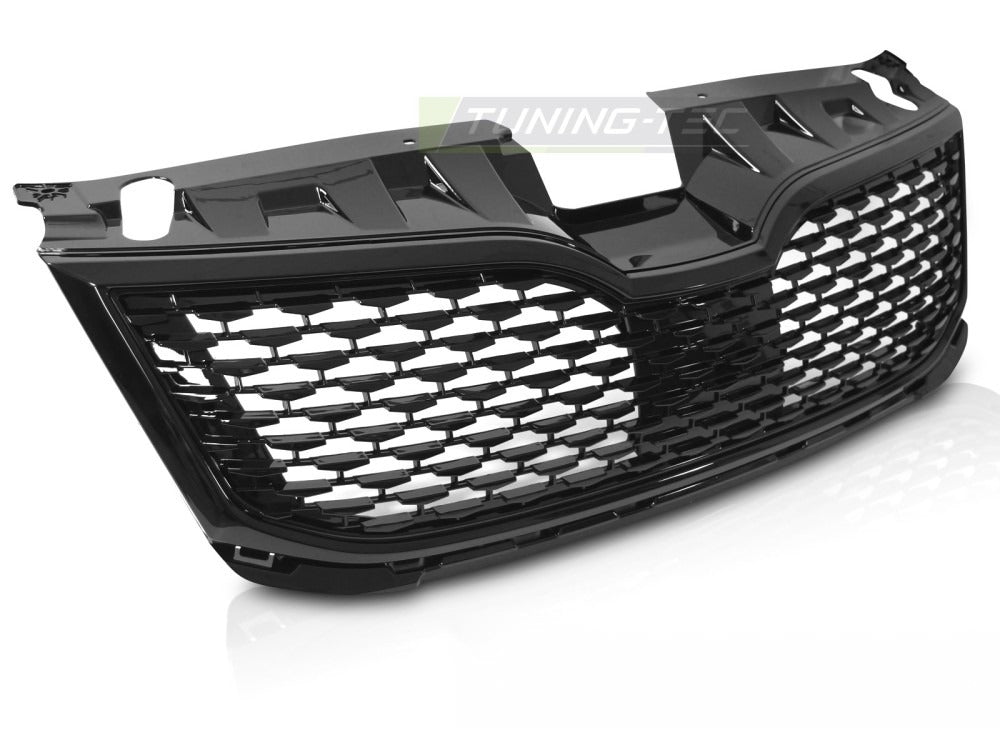 Grill Sport Style Glossy Black til Skoda Octavia III 16-20 sett rett bakfra på hvit bakgrunn.