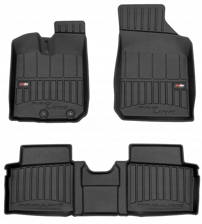 Frogum 3D Premium gulvmatter til Dacia Spring 2021– – svart TPE med 60 mm sidekant, sett med 3 stk.