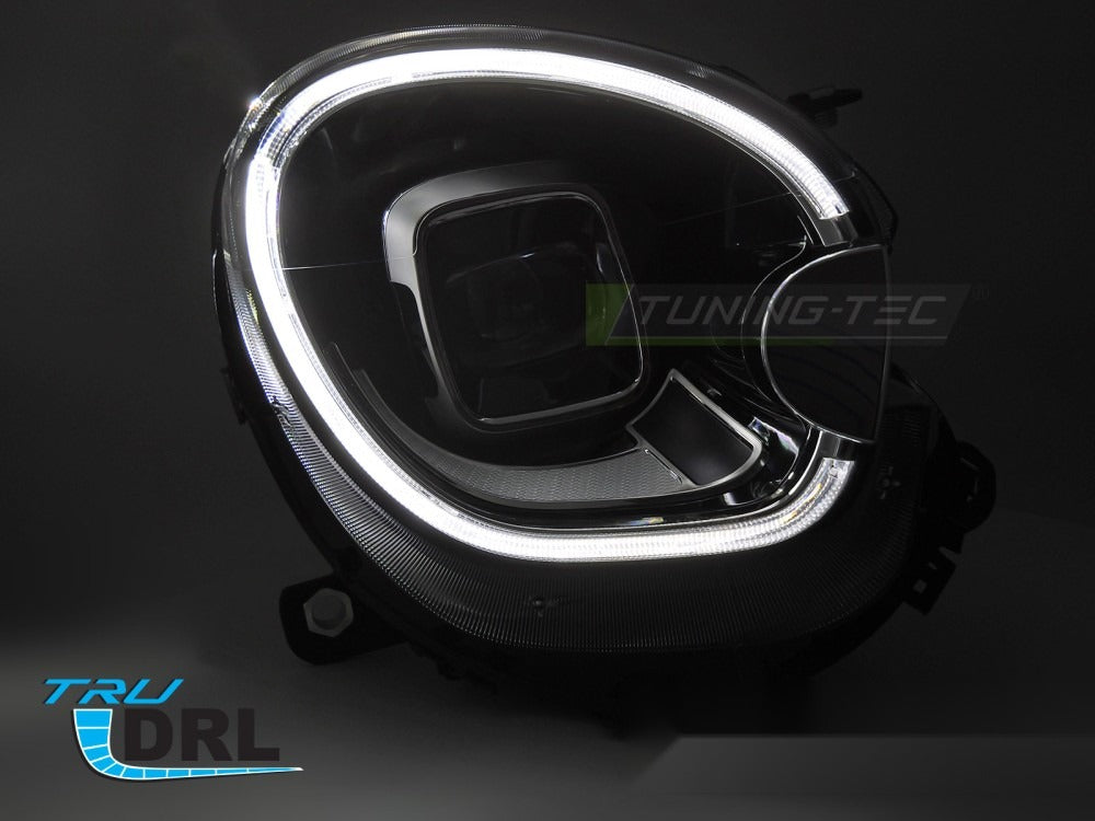 Frontlykter Mini Countryman R60 og Mini Paceman R61 sett fra siden, profil og linjer synlige.