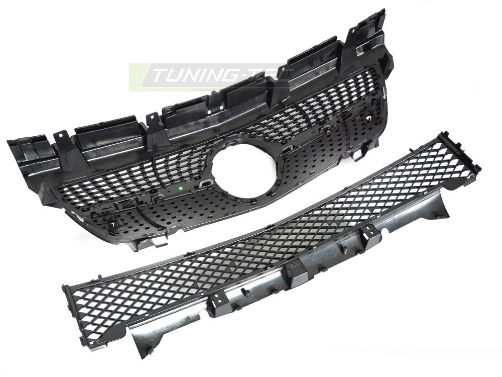 Grill Mercedes SLK R172 11-15 sort/krom med festedetaljer.