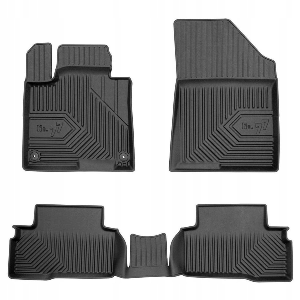 Frogum 3D Premium TPE gulvmatter til Kia Sportage V Hybrid (2021–) – svart sett med 3 matter og 40 mm sidekant