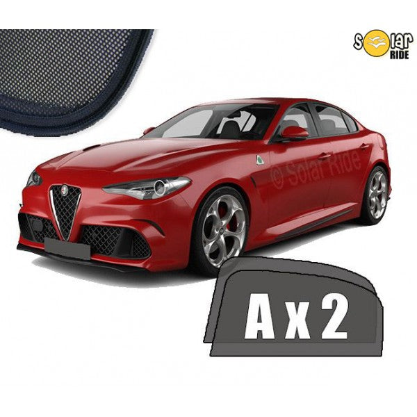 Sr solskjerm i akryl til Alfa Romeo Giulia sedan – svart og røyfkfarget, enkel montering med 3M tape