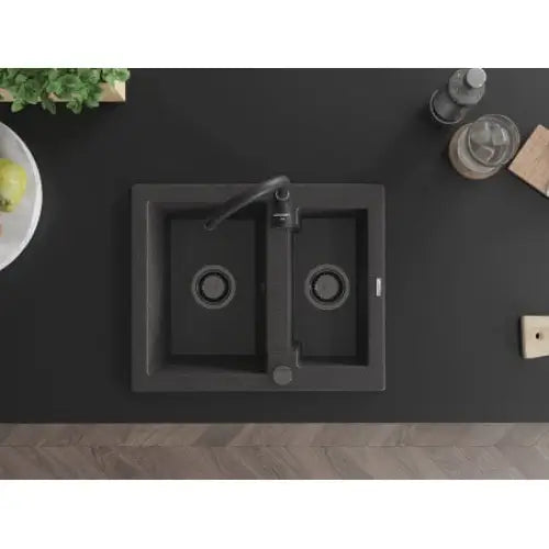 Carlos Kjøkkenvask 1 1/2 Kum 582x475 Mm Svart/grå 6518581500-76-b