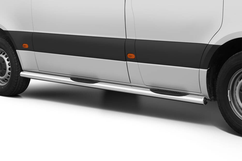 Stigtrinn Steeler til Mercedes Sprinter III (W907) i rustfritt stål med polert krom finish