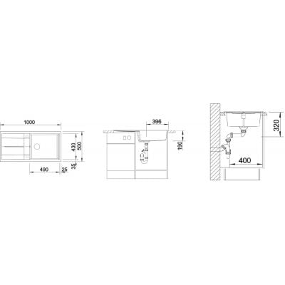 Måltegning Blanco Metra XL 6 S – mål 1000x500 mm