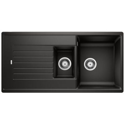 Blanco Zia 6 S kjøkkenvask i svart Silgranit med hovedkum og tilleggskum, detaljbilde