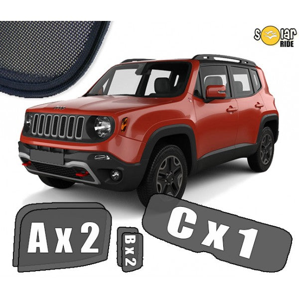 Sr solskjerm i akryl til Jeep Renegade med enkel montering og vindavviser funksjon