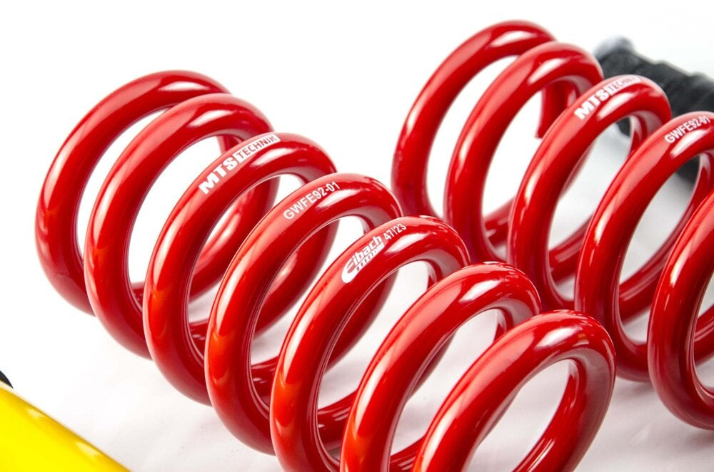 Gullfarget coilover-hus med justerbar høyde for Mercedes W124 1984-1993