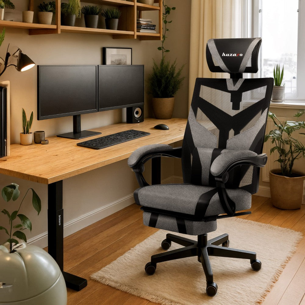 Huzaro Combat 5.0 grå gamingstol vippet tilbake med SeatRest-mekanisme