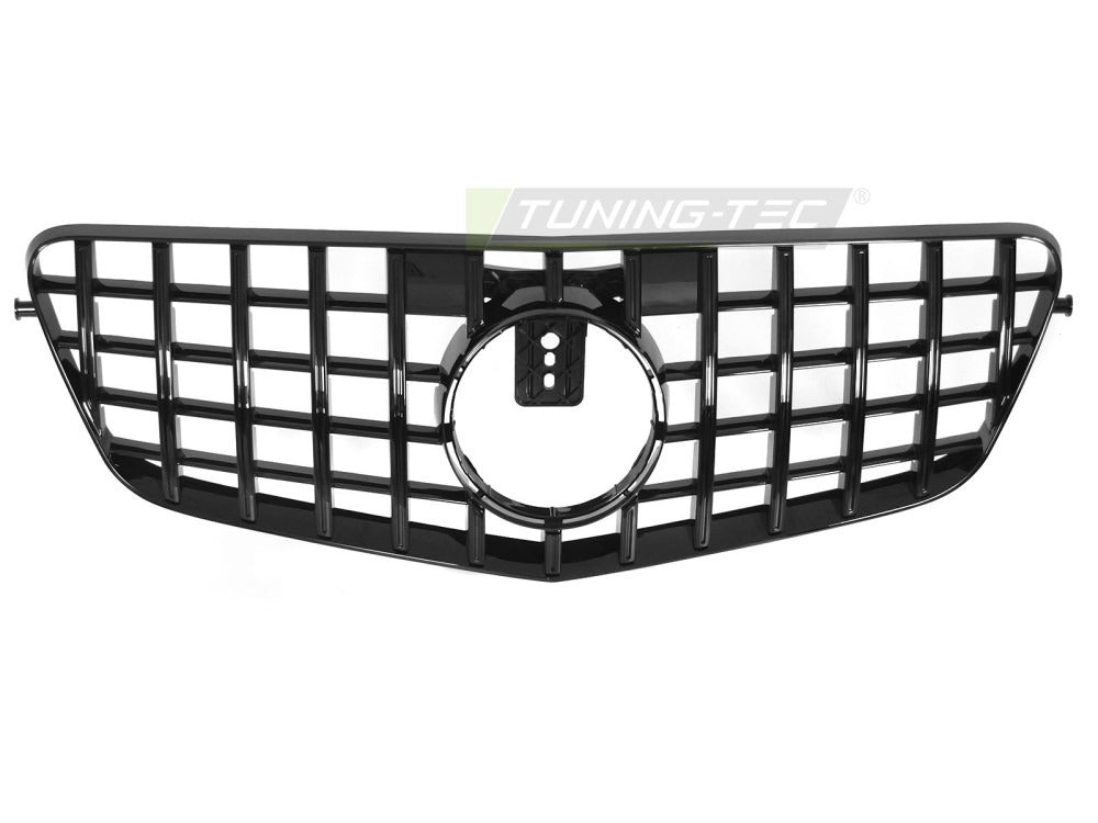 Detaljbilde av Grill Mercedes E-Klasse W212/S212 09-13 sort med lamellstruktur og emblemfeste.