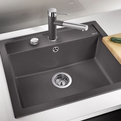 Blanco Dalago 6 svart kjøkkenvask i granitt 615x510 mm sett ovenfra