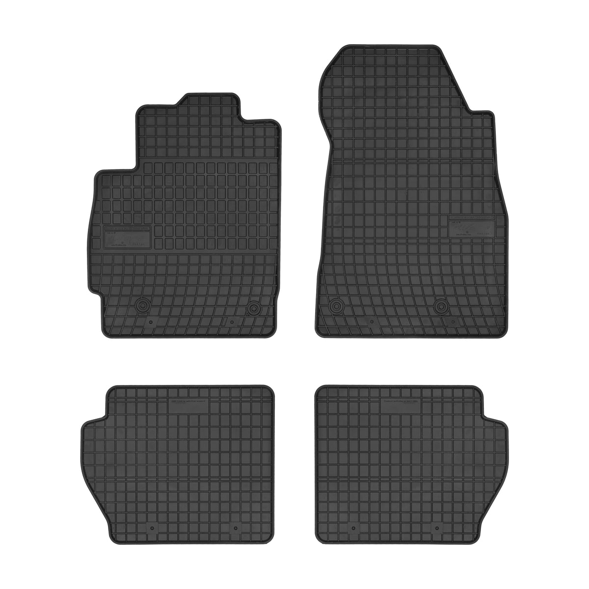 Frogum gummimatter til Mazda 2 (2007-2014) – svart, vanntette, sett med 4 matter og 1 cm sidekant