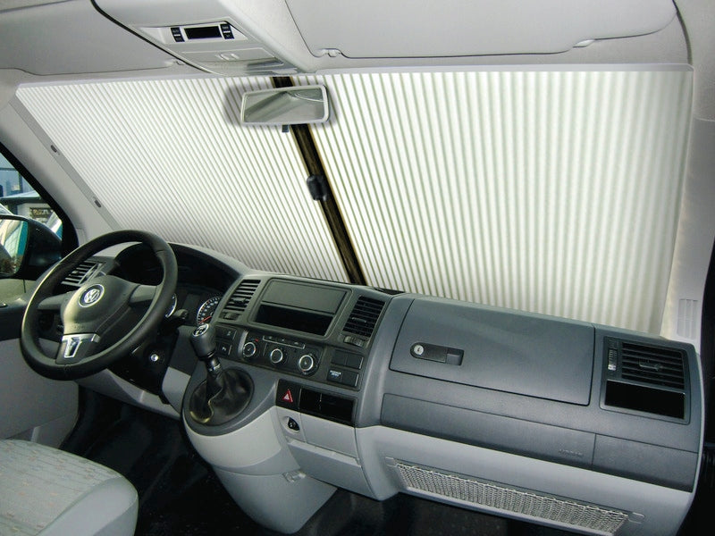 HD solskjerm i polyester til Vw T5 | Frontrute solbeskyttelse for bedre ventilasjon og regnbeskyttelse