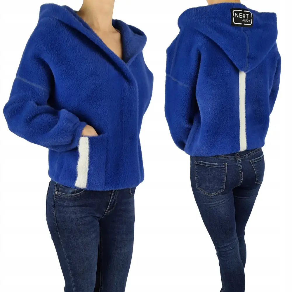 Dame Alpakka Jakke med Hette Oversize Ungdommelig