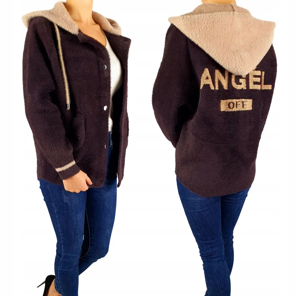 Dame Alpakka Jakke med Hette Ungdoms Angel