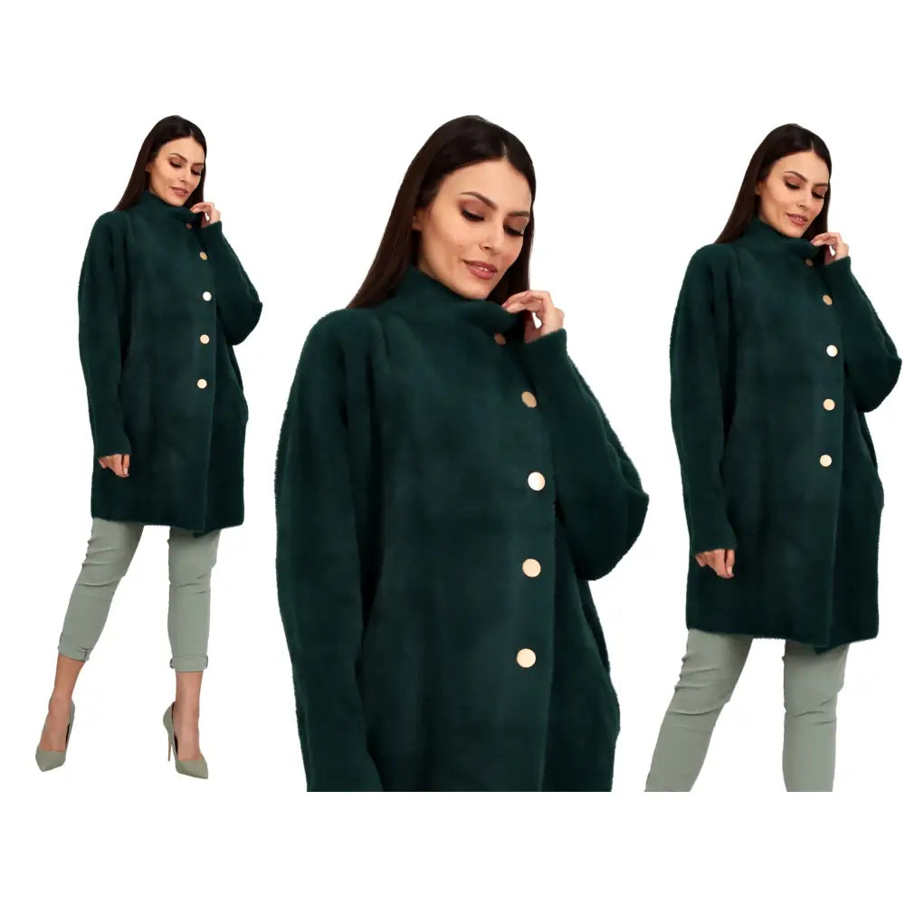 Dame Alpakka Kåpe med Ståkrage og Knapper R511