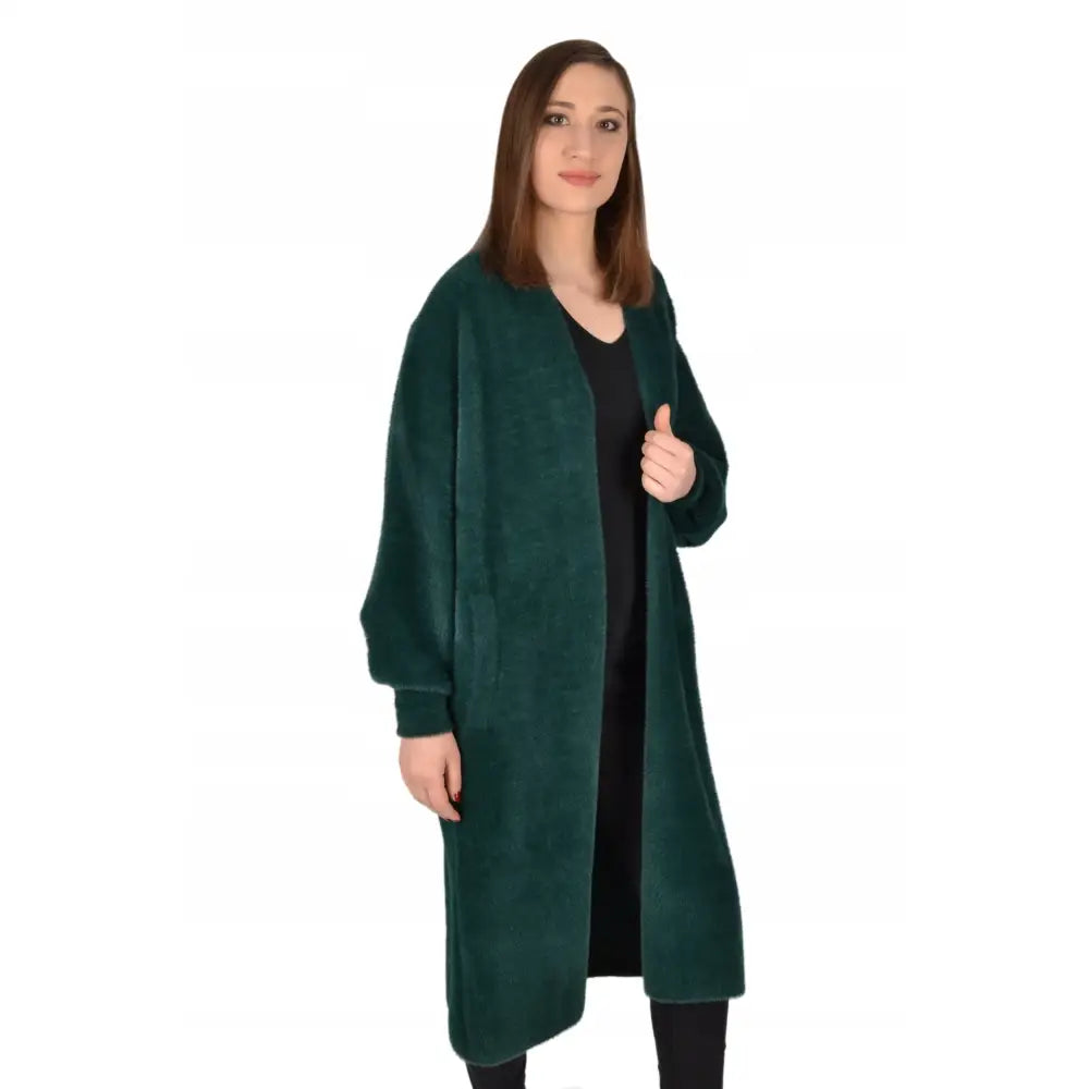 Dame Alpakka Lang Cardigan Kåpe Oversize - 62 Cm