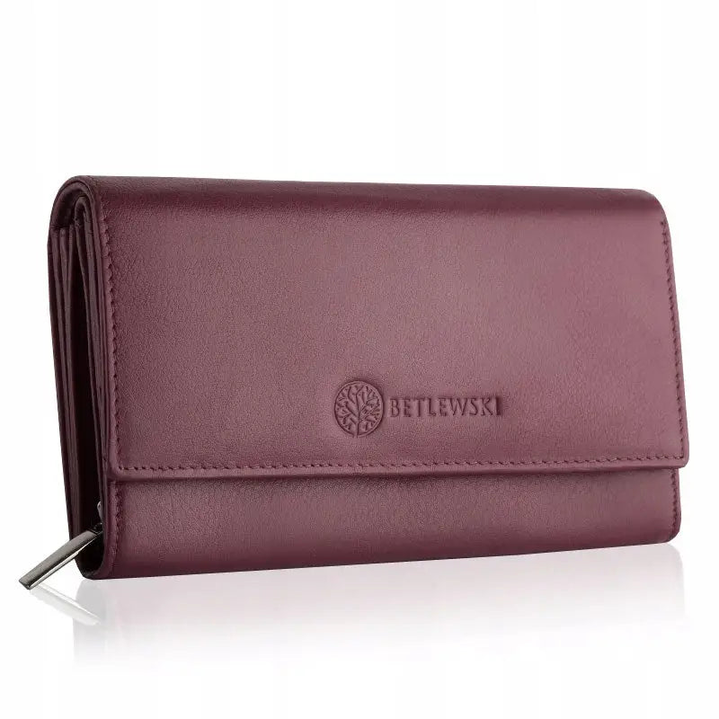 Dame Lommebok i Skinn fra Betlewski Burgunder Premium med Rfid og Gaveeske