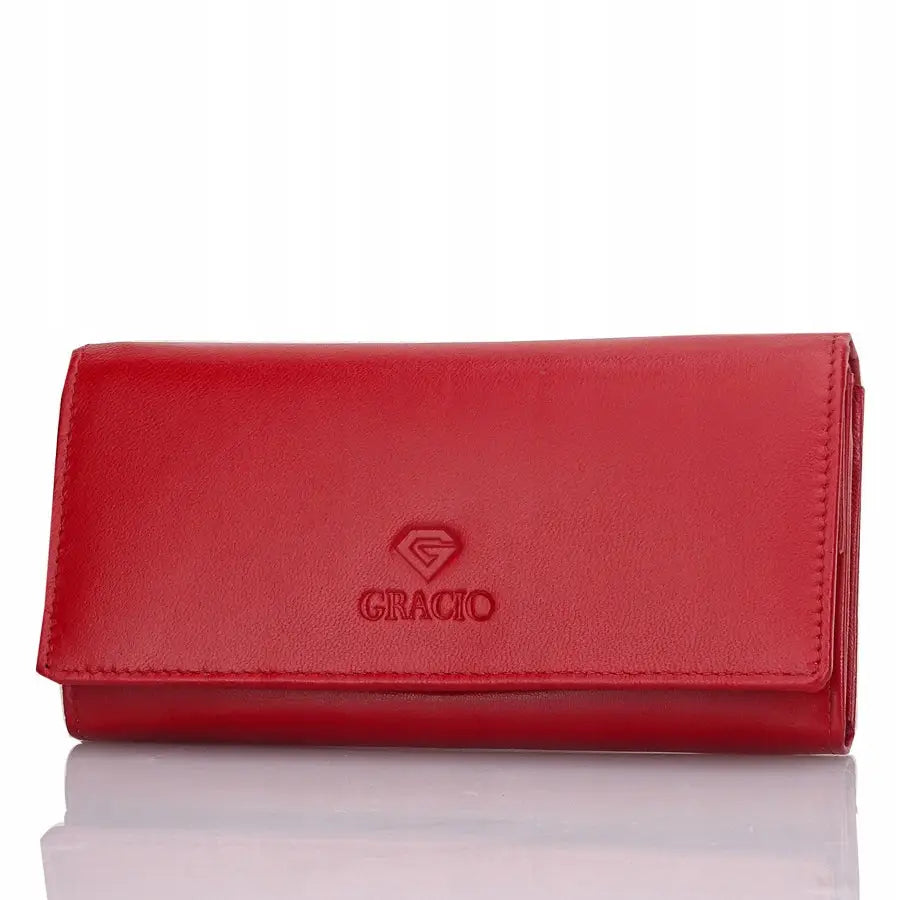 Dame Rød Graciøs Lommebok i Ekte Skinn Stor