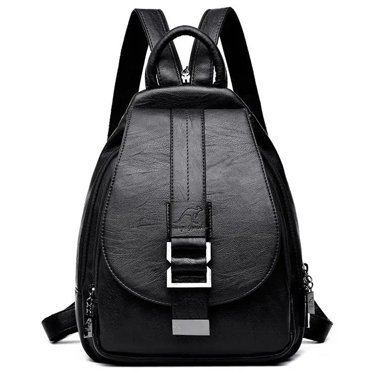 Dame Ryggsekk Vintage Eco-skinn Svart Gave for Skole og Arbeid