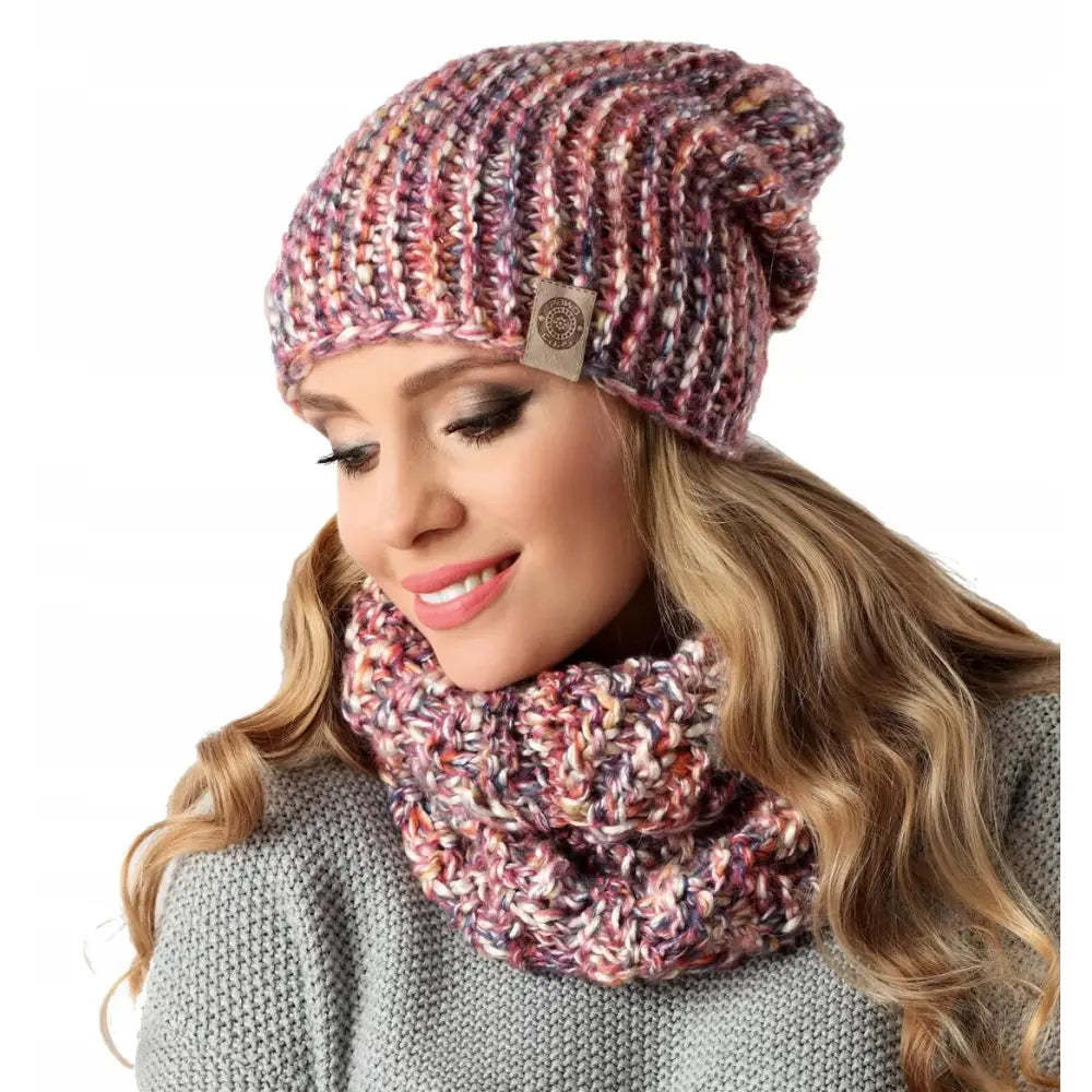 Dame Sett med Lue + Skjerf Multikolor Rosa