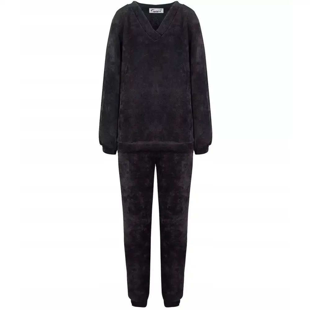 Dame Velur Joggedress Sett med Hettegenser + Bukser Uni - Svart