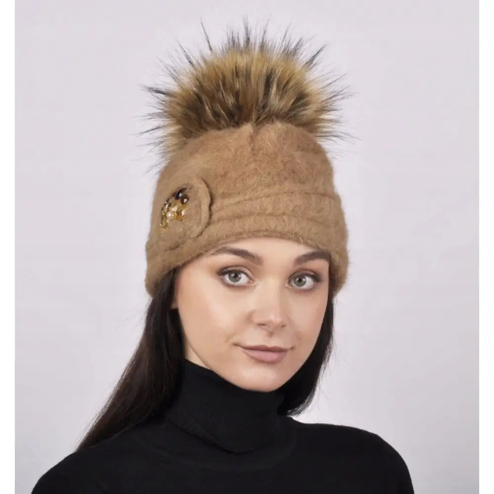 Dameangoralue Varm Camel Cindy