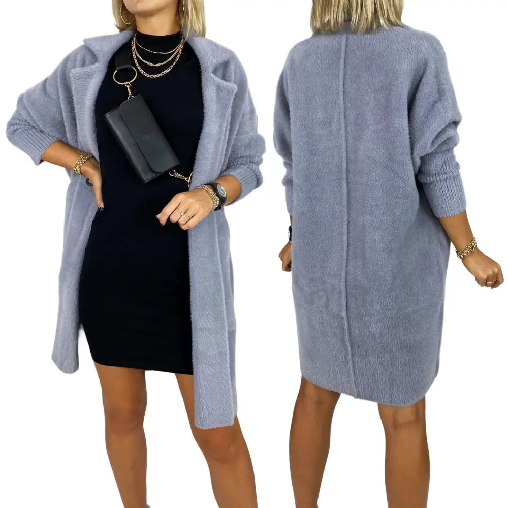 Damekåpe Høst-vår Varm og Behagelig Alpakka Reil Grå