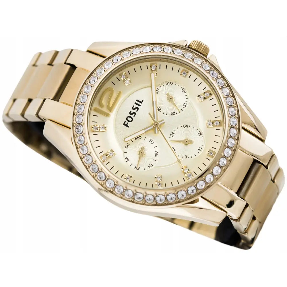 Dameklokke Fossil Es3203 Riley Krystaller Gull