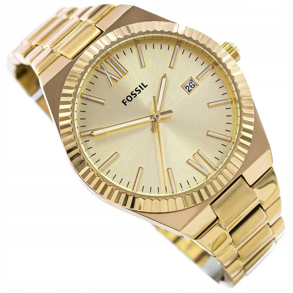 Dameklokke Fossil Es5299 Scarlette Gull Elegant med Dato Funskjon Armbånd