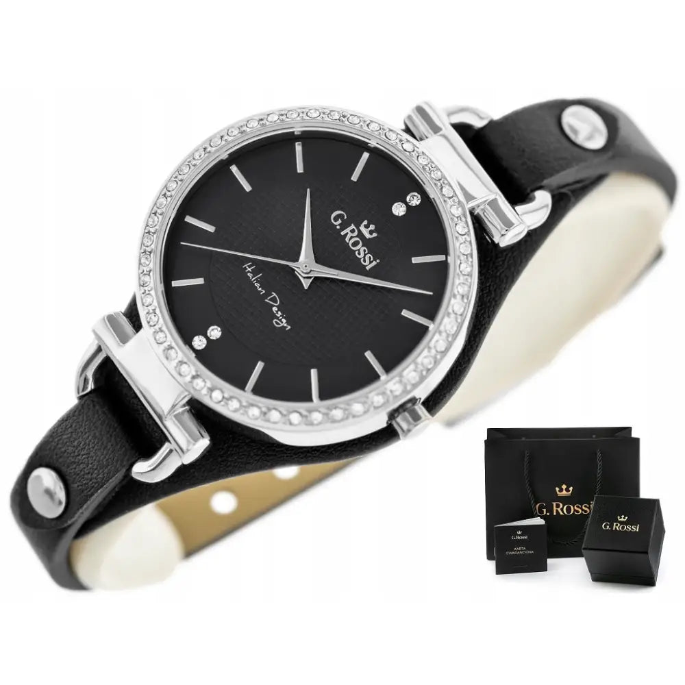 Dameklokke fra G. Rossi Cindy med Zirkonia + eske Gravering