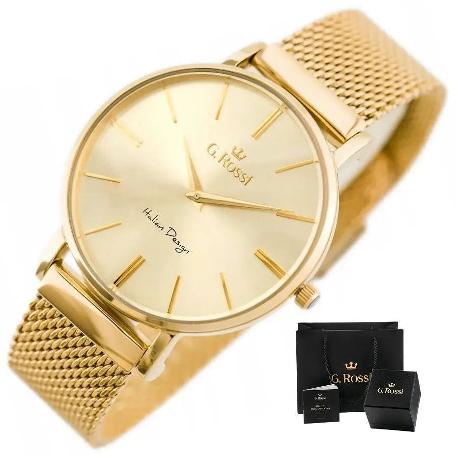 Dameklokke g Rossi Ralfia Mesh Box + Gravering