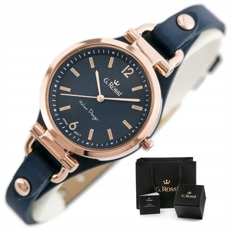 Dameklokke g Rossi Rina + boks + gravering Lærrem