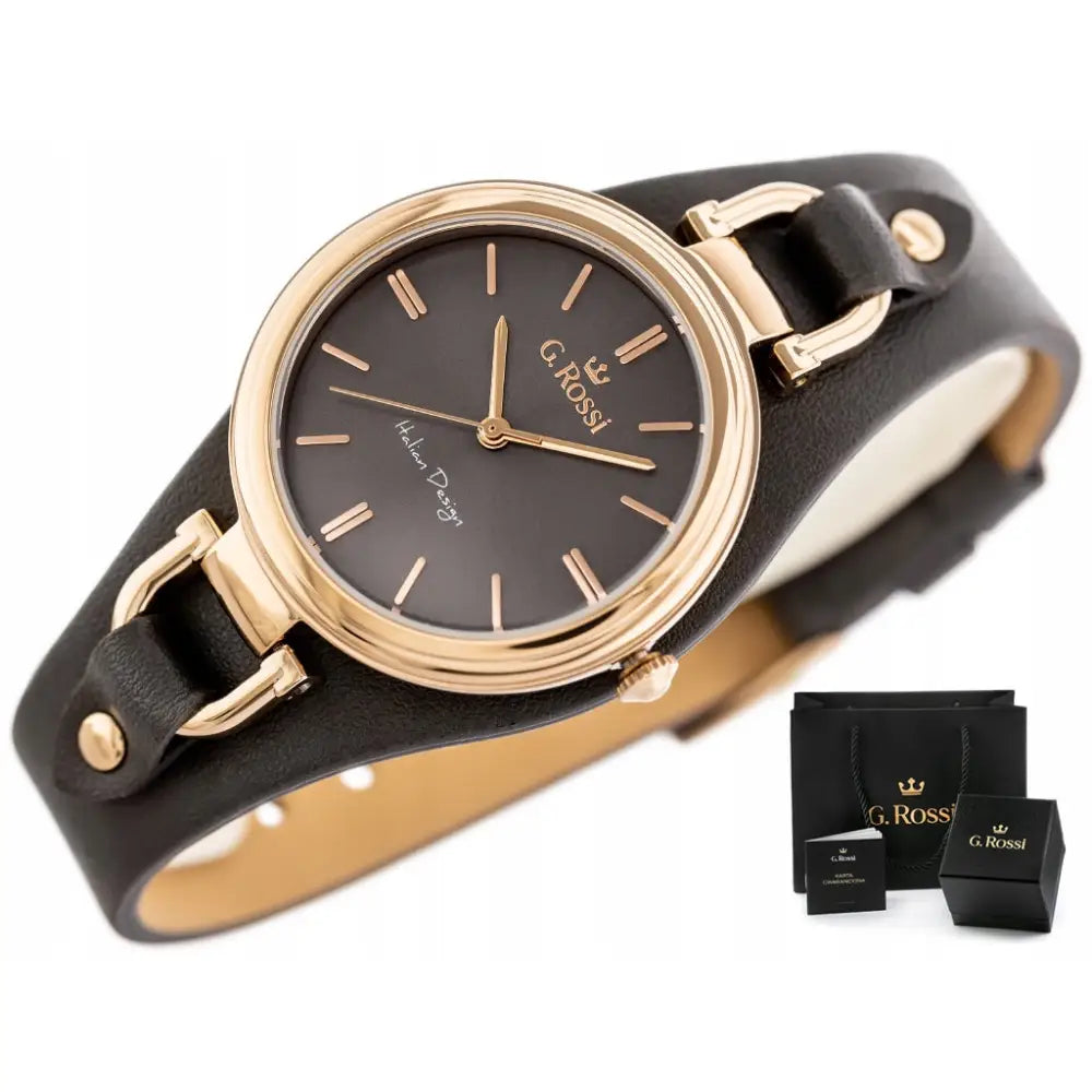 Dameklokke g Rossi Stella + eske + gravering Lærrem Underlag