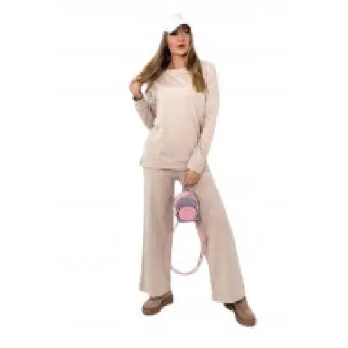 Damekomplett i Bomull med Genser og Bukser i Beige