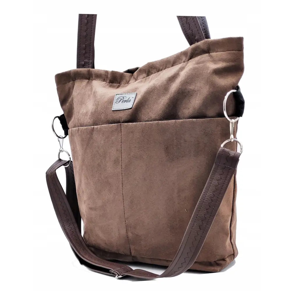 Dameveske Brun Semsket Skulderveske med Stropp