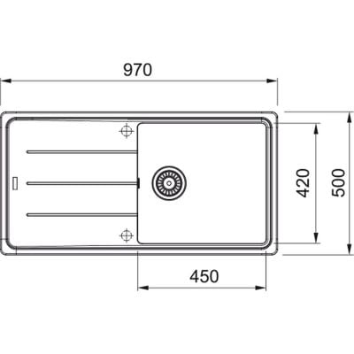 Måltegning Franke Basis – mål 970x500 mm