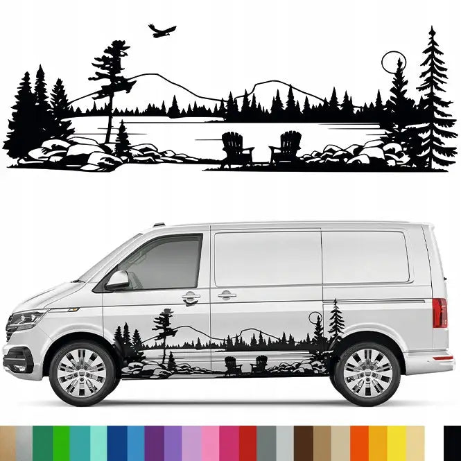 Dekalkunst for Bobil Campingvogn Innsjø Skog Fjell 60x184