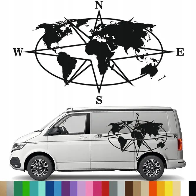 Dekalkunst for Bobil og Campingvogn - Vindrose Kart 72x120