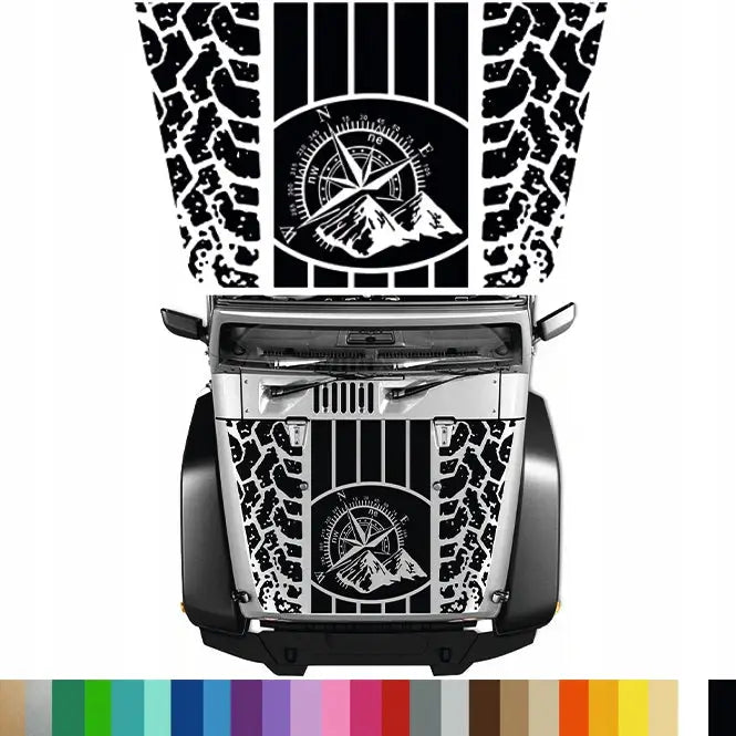 Dekalkunst for Jeep Compass Off Road - Mønster til Motorhette 166x100 Mg