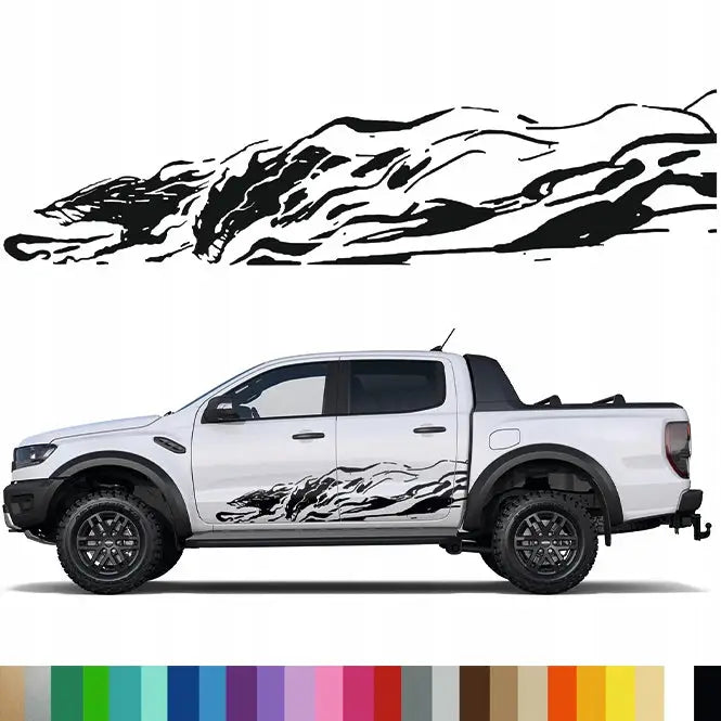 Dekalkunst Grafikk for Camperbilens Side Ulver Villskapsdyr 44x178 Mg