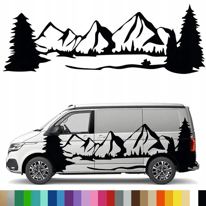 Dekalkunst til Bobil Bil Tilhenger - Fjell og Skog 90x261 Cm