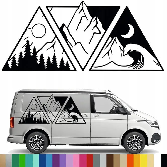 Dekalkunst til Bobil Tilhenger Trekantet Fjell Mountain Skog 90x208