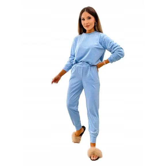 Delikat Sett i Fløyelsmyk Joggedress Blå