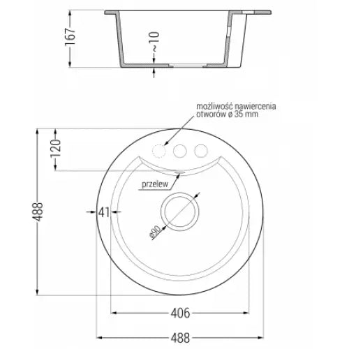 Diego Kjøkkenvask 1 Kum 488x480 Mm Svart/sølv - 6512481000-73