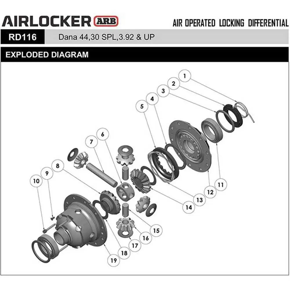 Differensialsperre bak Dana 44 3.92 Arb - Jeep Wrangler Yj 86-91