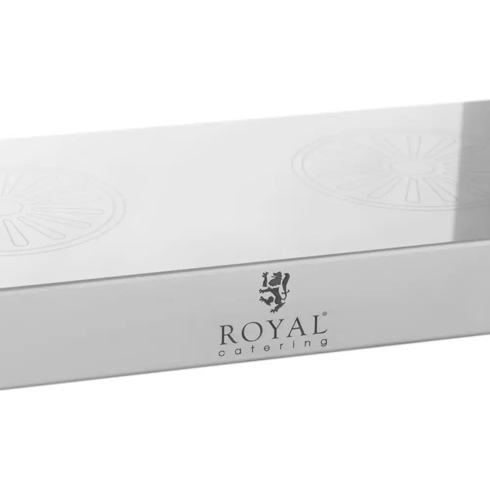 Dobbel dispenser med to 3,5 liters beholdere, skråvisning av blankt ståldeksel og subtilt sirkulært mønster.