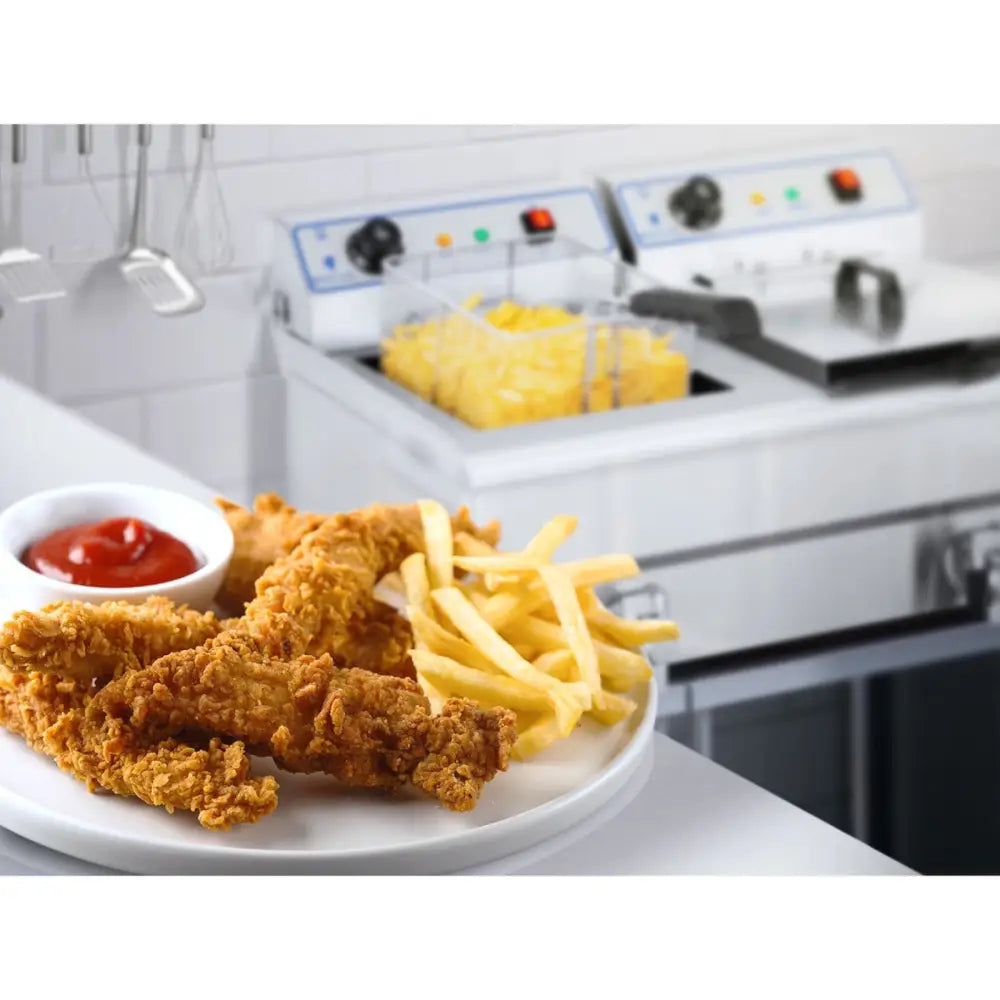 Dobbel Dobbelkområdet Friteuse med Tappekraner 400v - 2x10l